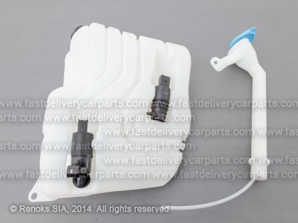 NS Qashqai 07->10 washer tank for model with headlamp washers with pump and filler neck