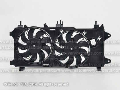 FT Doblo 06->10 cooling fan 2 with shroud 280/280mm 300/300W 2pin+2pin without pre-resistor