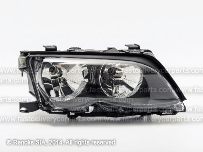 BMW 3 E46 01->05 head lamp R H7/H7 black rim electrical with motor DEPO