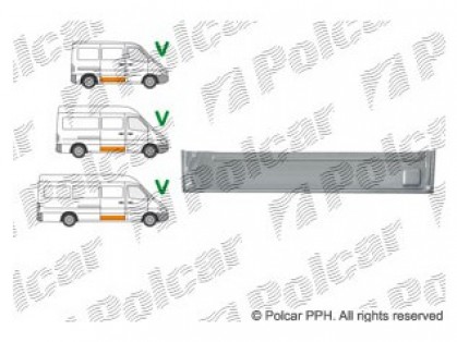 MB Sprinter 95->00 remontdaļa sānu durvju apakšas iekšējā R