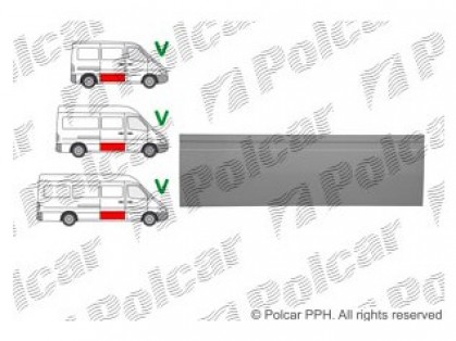 MB Sprinter 95->00 remontdaļa sānu durvju apakšas 355mm