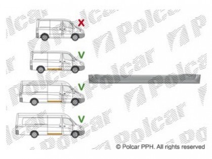 MB Sprinter 06->13 remontdaļa sānu durvju apakšas iekšējā R H=140MM