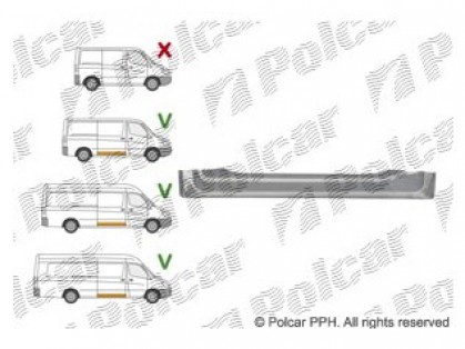 MB Sprinter 06->13 remontdaļa sānu durvju apakšas iekšējā R H=200MM