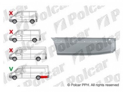 MB Sprinter 06->13 remontdaļa sānam R apakšas daļa aiz riteņa bāze 4700 1405mm H=395MM