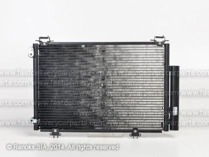 TT Yaris 99->02 condenser 530X330X16 with integrated receiver dryer 1.0/1.3/1.5/1.4D-4D