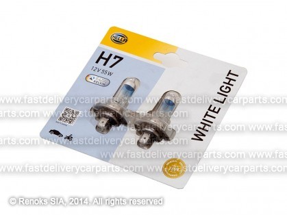 Лампочка H7 55W 12V HELLA white light комплект 4200K