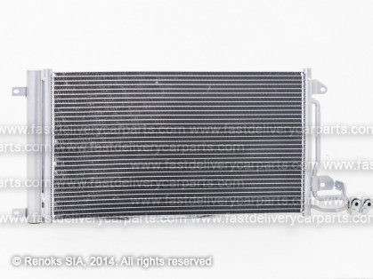 VW Polo 09->17 condenser 615X325X16 with integrated receiver dryer 1.0/1.2/1.4/1.8/2.0/1.2D/1.4D/1.6D