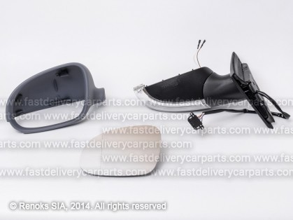 VW Passat 00->05 mirror L electrical heated primed aspherical with flasher 6pins 03->05