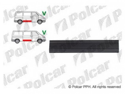 VW Transporter 90->03 bīdāmo durvju remontdaļa apakšas maza 240MM