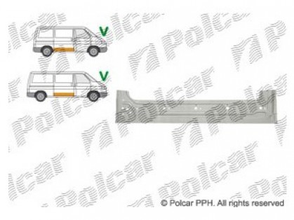 VW Transporter 90->03 bīdāmo durvju remontdaļa iekšas