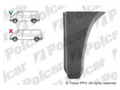 VW Transporter 90->03 remontdaļa sānam R apakšas daļa pirms riteņa 395mmX270mm