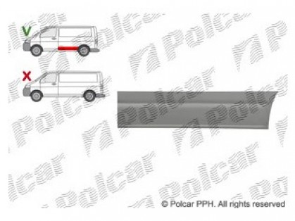 VW Transporter 03->09 remontdaļa sāns apakša L 1235X300MM galvanizēta