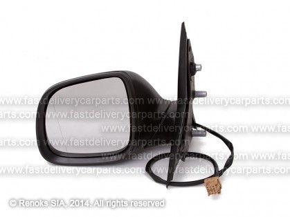 VW Transporter 15->19 mirror L electrical heated black aspherical without radio aerial