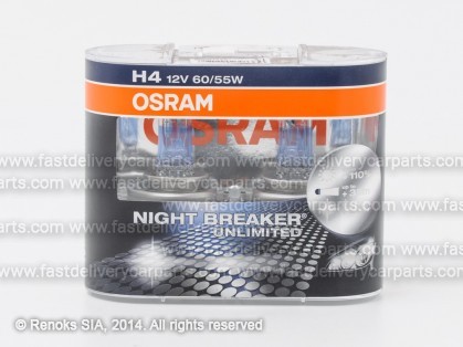 Лампочка H4 60/55W 12V OSRAM Night Braker Unlimited +110% комплект 2шт