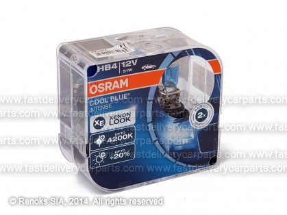 Spuldze HB4 9006 51W 12V OSRAM Cool Blue Intense +20% komplekts 2gab