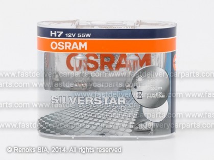 Spuldze H7 55W 12V OSRAM Silverstar 2.0 +50% komplekts 2gab