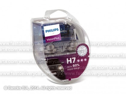 Лампочка H7 55W 12V PHILIPS Vision Plus +50% комплект 2шт