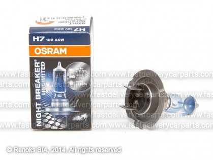 Лампочка H7 55W 12V OSRAM Night Braker Unlimited +110% 1шт