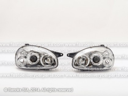 OP Corsa 93->00 head lamp +LED light chrome set E