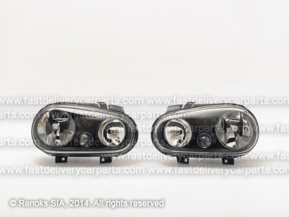 VW Golf 98->03 head lamp H7/H1/H3 blackset E DEPO