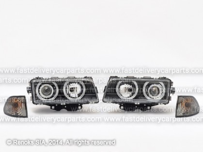 BMW 7 E38 94->01 head lamp with corner lamp XENON +LED black with motor and ballast set 2pcs E ->99