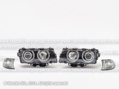 BMW 7 E38 94->01 head lamp with corner lamp +LED black set 2pcs E 99->01 DEPO