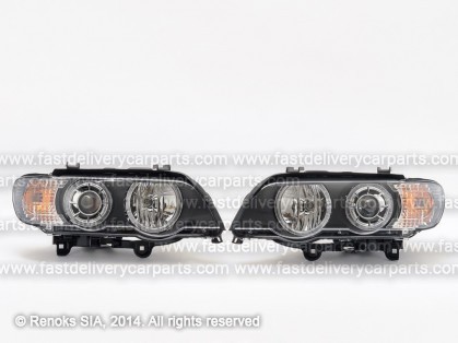 BMW X5 E53 00->03 head lamp XENON Engel Eyes black set E DEPO