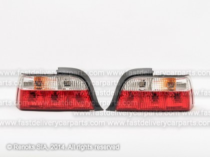 BMW 3 E36 91->98 COUPE tail lamp CRISTAL red/white set E DEPO