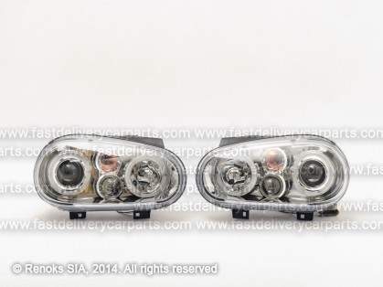 VW Golf 98->03 head lamp H7/H1 light chrome +LEDset E